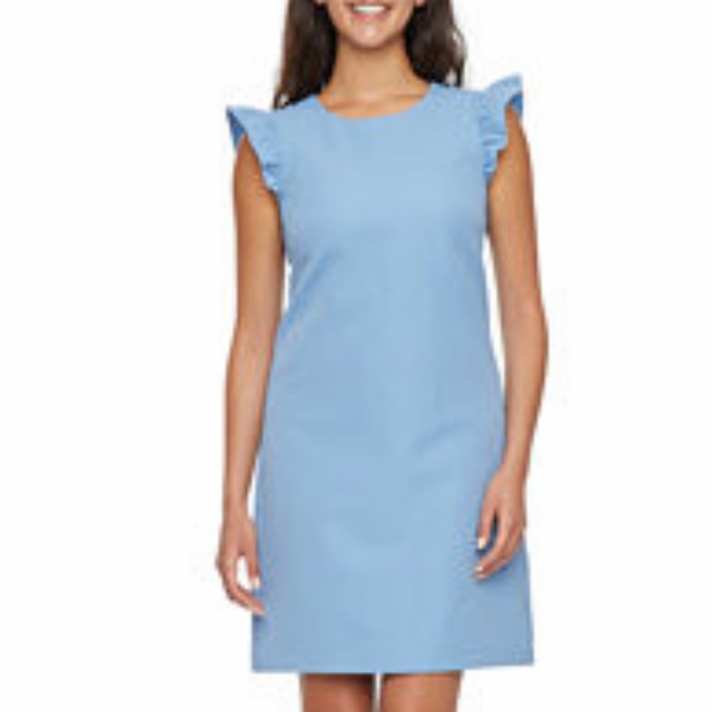 Blue Short Sleeves Sheath Dress